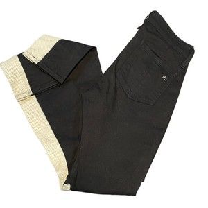 Rag & Bone Jean Womens Leather Mid-Rise‎ Skinny Leg Jeans Pants Black Size 25